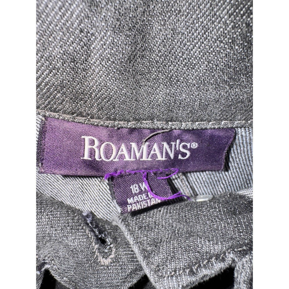 Roamans 18W Denim Jacket Dark Wash Button Front Long Sleeve Women - Picture 2 of 4